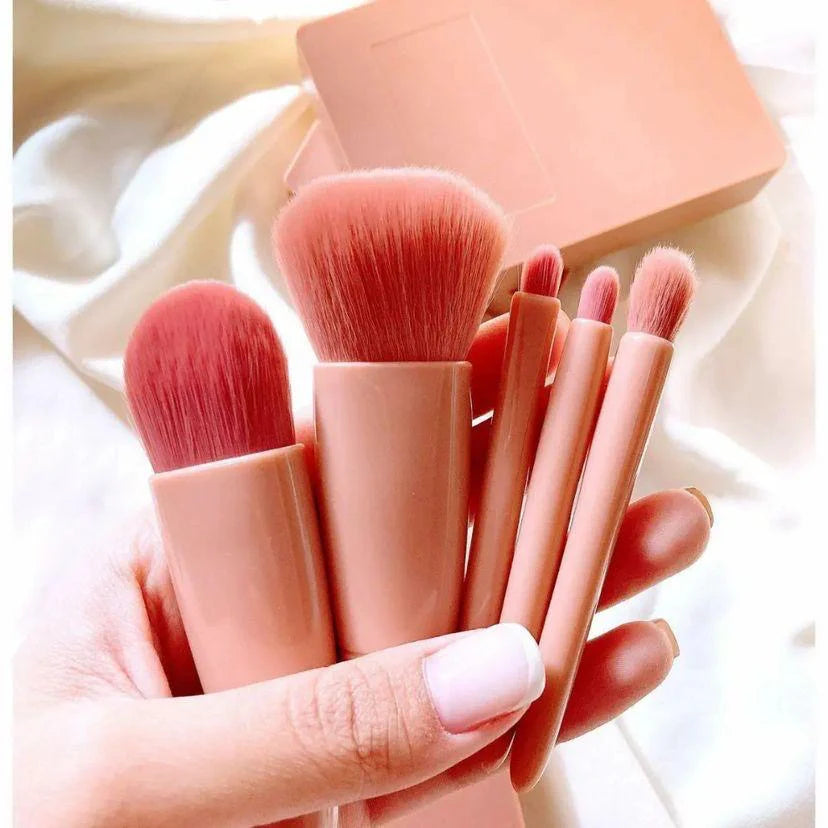 Korean makeup brush set, nude makeup brushes, 5 piece makeup brush set, professional makeup brushes, soft bristle brushes, beauty brush set, Korean beauty tools, foundation brush set, contour brush set, makeup blending brushes, travel makeup brushes - Makeupstashpk