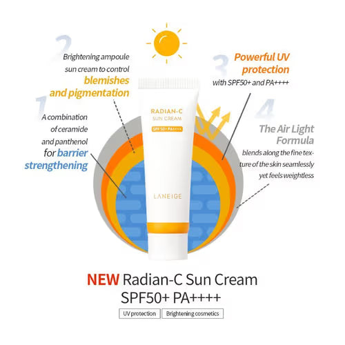 Laneige - Radiance C Sun Cream 10 ML - Makeup Stash Pakistan