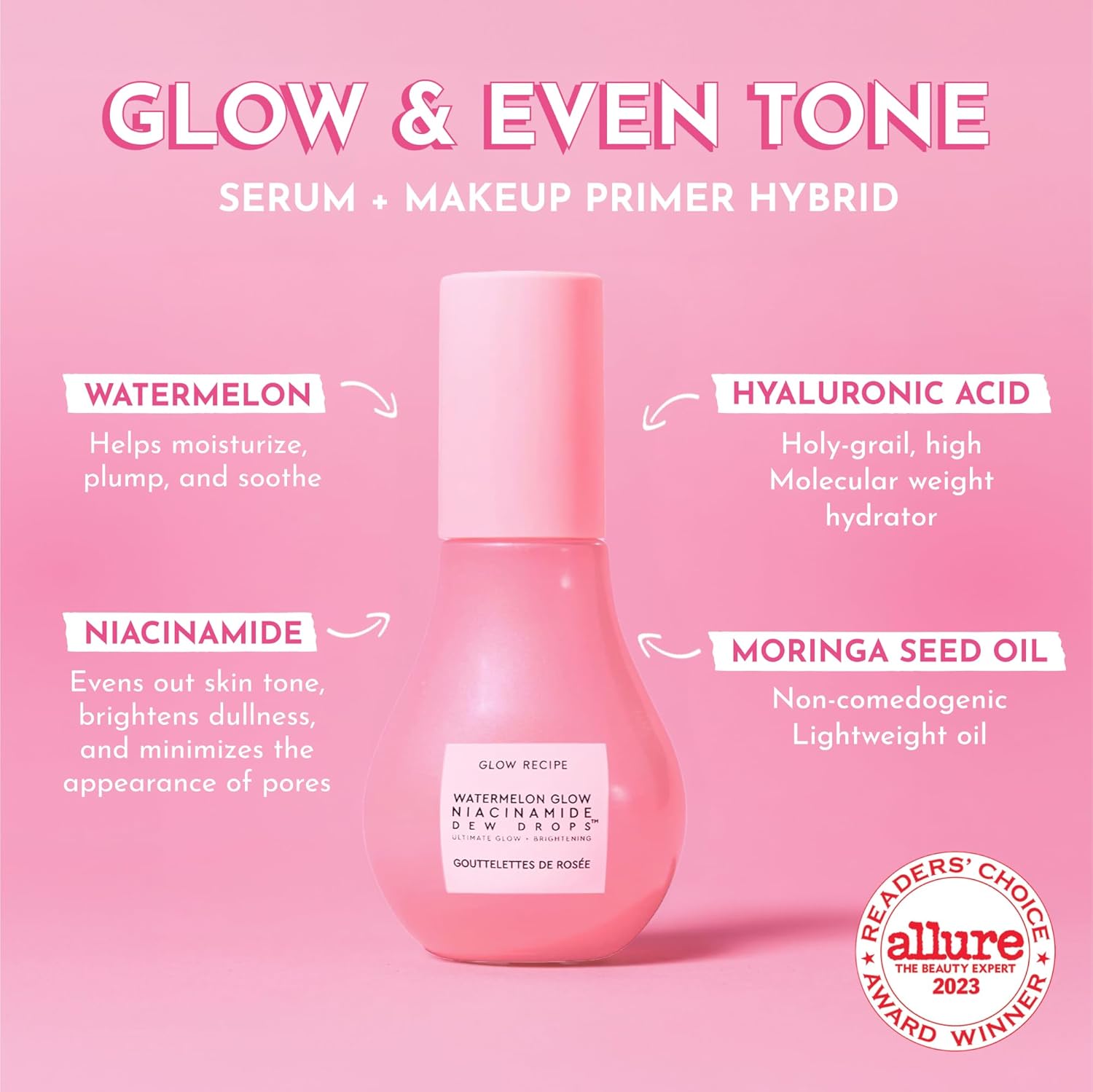 Glow Recipe Niacinamide Dew Drops +Ultra-Fine Mist +Free Fruity Eye Gel Mask - Dewy Glow TRIO