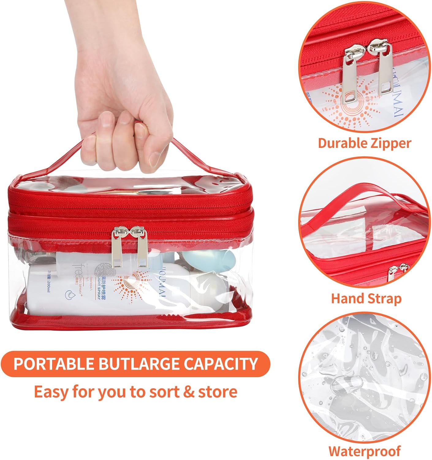  Wash Bag Cosmetic Bag PVC Travel Organizer,Toiletry,Makeup Storage Wash Case with handle - Makeup Stash Pakistan