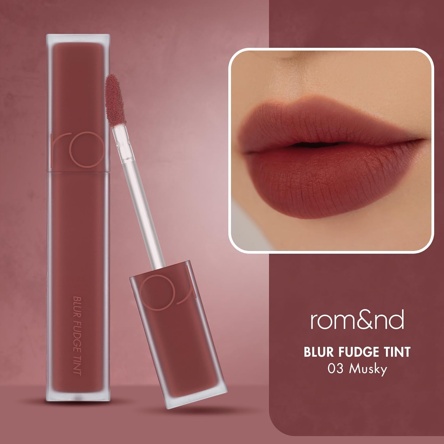 Musky Lip Tint, Korean Lip Tint, Matte Lip Tint, Rose Brown Lip Color, Romand Lipstick, K Beauty Makeup, Soft Blur Lips, Gradient Lip Tint, Long Lasting Lip Tint - Makeup Stash Pakistan