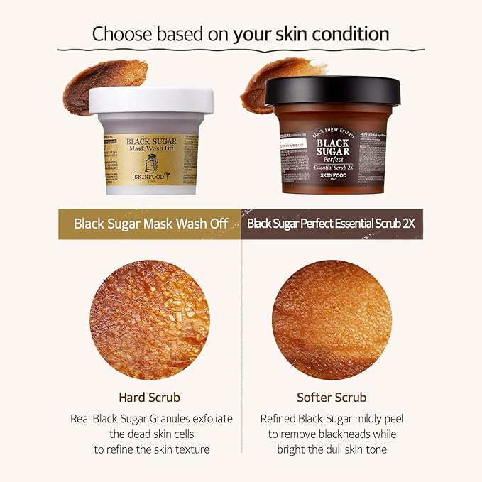 SKINFOOD - Black Sugar Perfect Essencial Scrub 2X 210g - Makeup Stash Pakistan