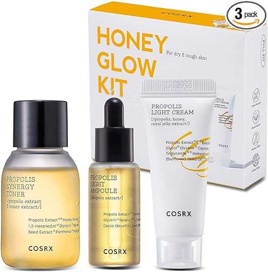 cosrx propolis kit, korean skincare set glow, propolis skincare routine, glass skin kit cosrx, hydrating skincare set, k beauty glow kit, cosrx travel kit, radiant skin products, skincare starter kit -  Makeup Stash Pakistan
