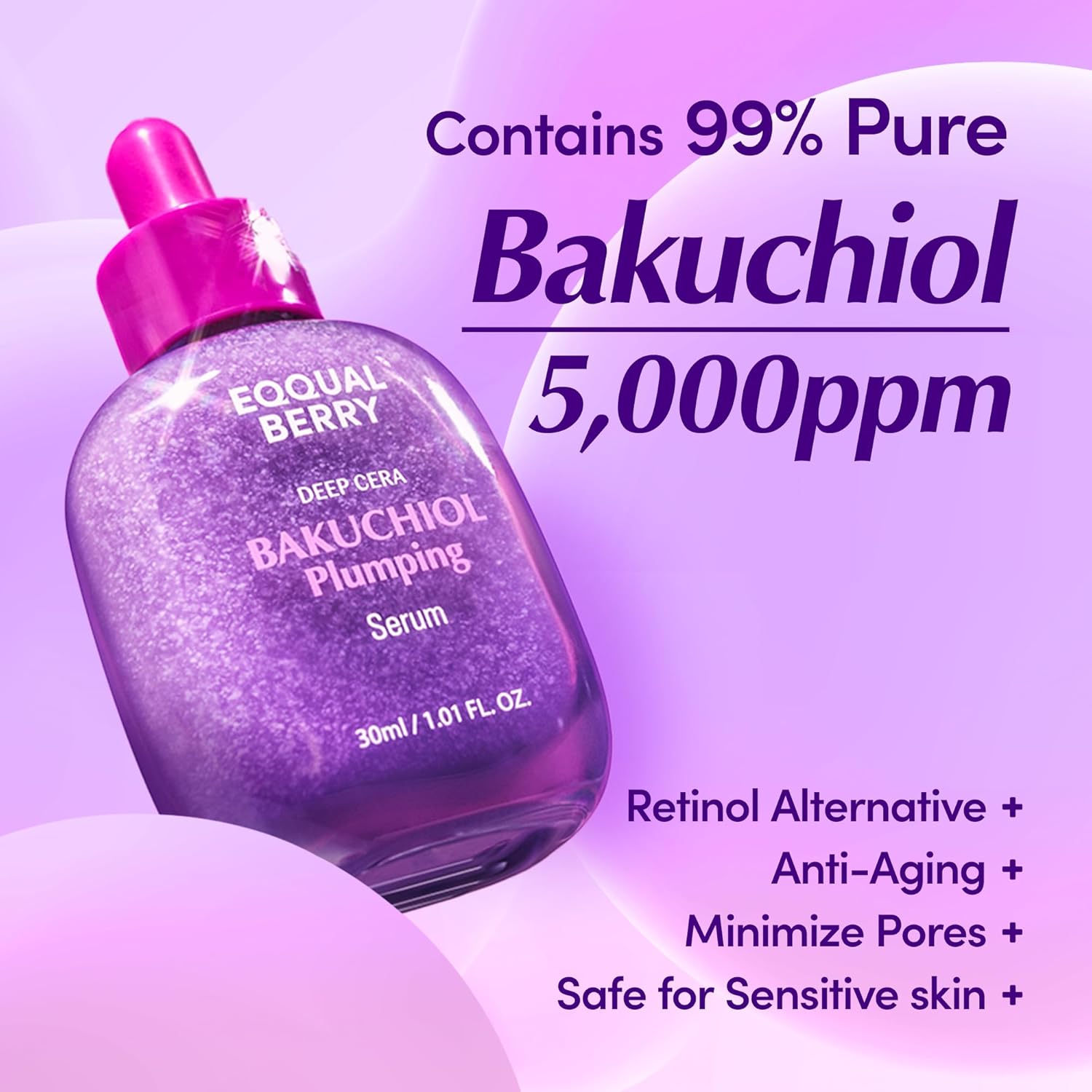 Eqqualberry Bakuchiol serum, bakuchiol serum, retinol alternative serum, anti aging serum, plumping serum, firming face serum, sensitive skin anti aging, wrinkle reducing serum,Makeupstashpk