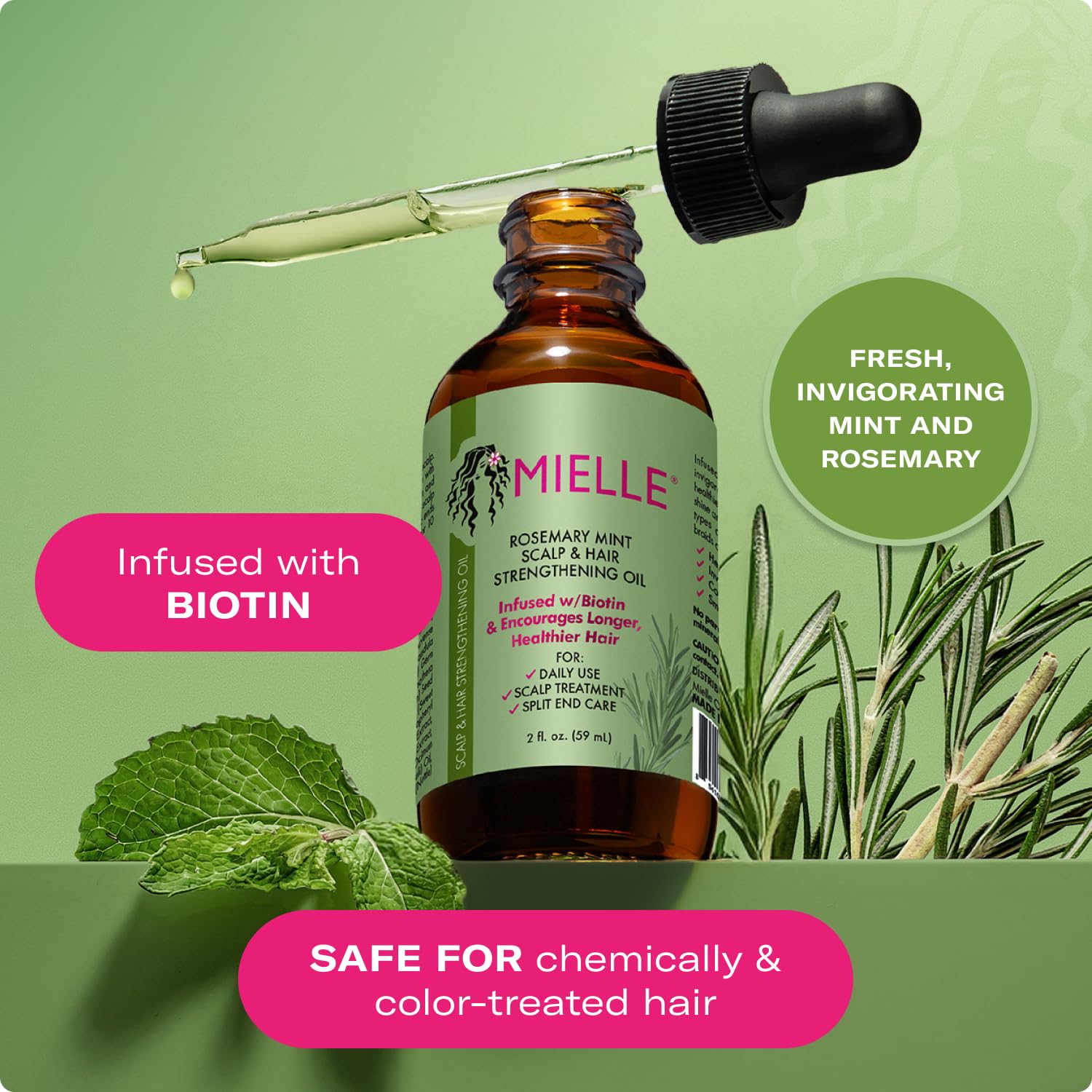 Mielle,Hair Oil,Strong Hairs,Rosemary Oil,Natural Essential Oils,Strengthening Oil,Makeupstashpk
