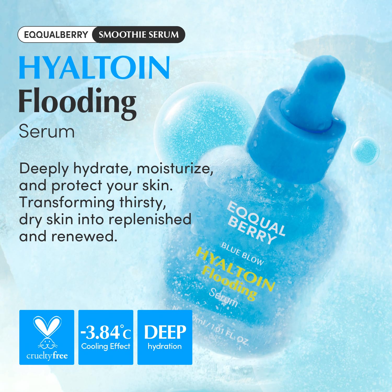 Eqqualberry serum, hyaluronic acid serum, hydrating flooding serum, moisture boost serum, skin barrier repair serum, deep hydration skincare, Korean hydrating serum,Makeupstashpk