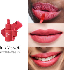 Velvet Lip Tint, Coral Red, Bold Soft Matte Korean Lip Tint, velvet lip stain, Long lasting Lip Color, Bold lip tint, Gradient lips - Makeup Stash Pakistan