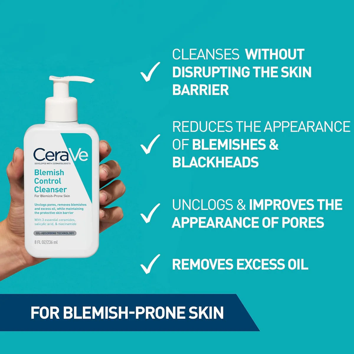 Blemish Control Cleanser, Salicylic Acid ,Face Was,Acne-Prone & Oily Skin , Ceramides & Niacinamide- Makeup Stash Pakistan