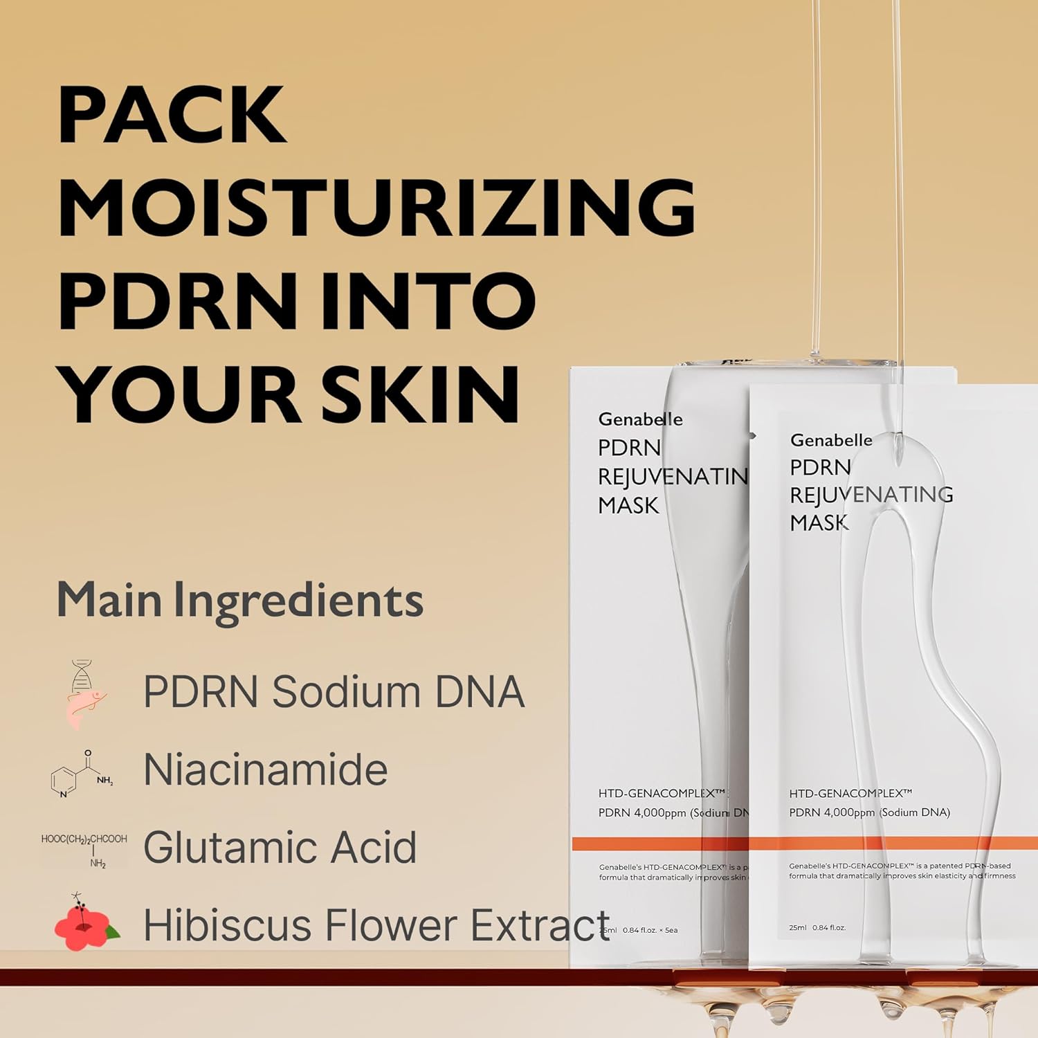 Genabelle PDRN mask, hydrating sheet mask, skin repair mask, Korean sheet mask, glow boosting mask, anti aging face mask, PDRN skincare, best hydrating face mask, Makeupstashpk
