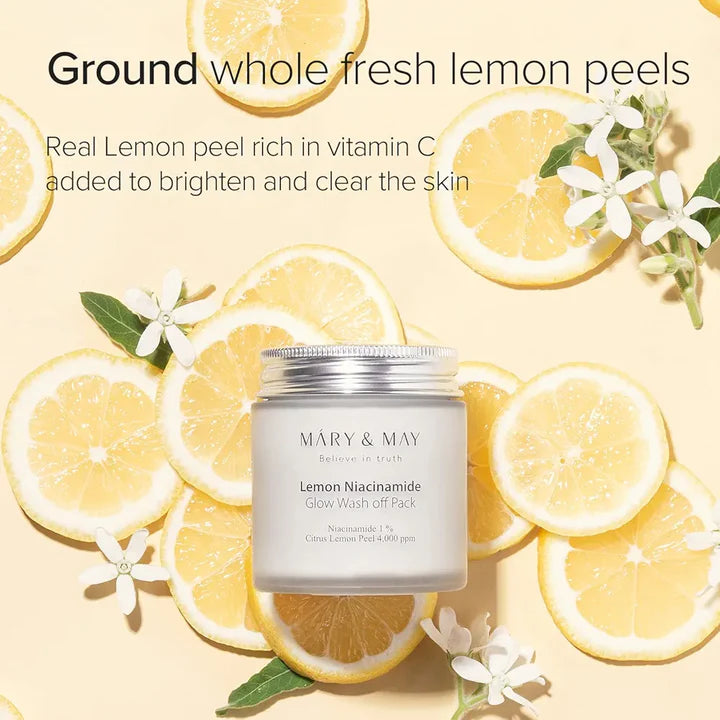 Mary & May - Lemon Niacinamide Glow Wash Off Mask 125g - Makeup Stash Pakistan