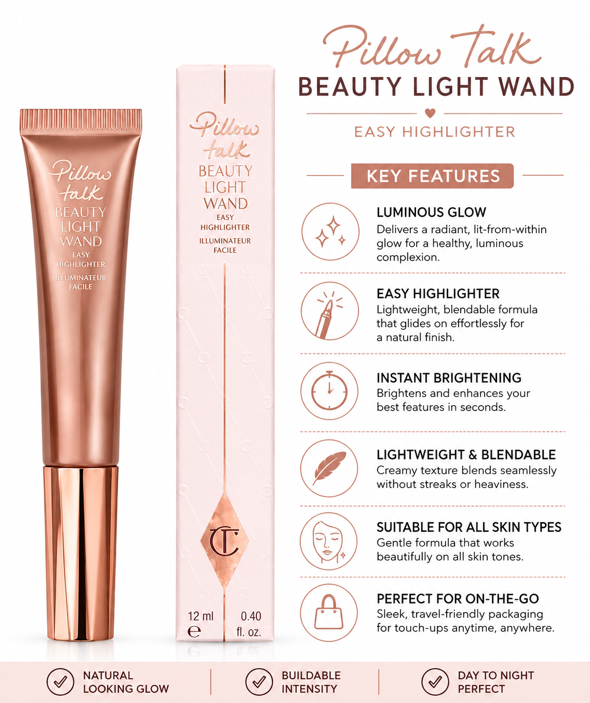 Charlotte Tilbury Hollywood Contour Wand – Fair/Medium Pale-Moyen 12ml | Liquid Contour for Sculpted Glow