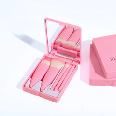 5 Pieces Mini Korean Portable Brush Set - Pink