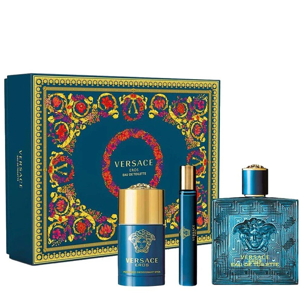 Versace Eros Men 3-Piece Gift Set – Parfum 100ml + Travel Parfum 10ml + Deodorant Stick 75ml