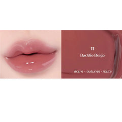 Etude House lip tint, nude lip tint, beige lip tint, Over Glowy Tint, glossy lip tint, Korean lip tint, hydrating lip tint, K-beauty makeup, nude glossy lips, non sticky lip tint, everyday nude lipstick, soft glam lip tint - Makeup Stash Pakistan
