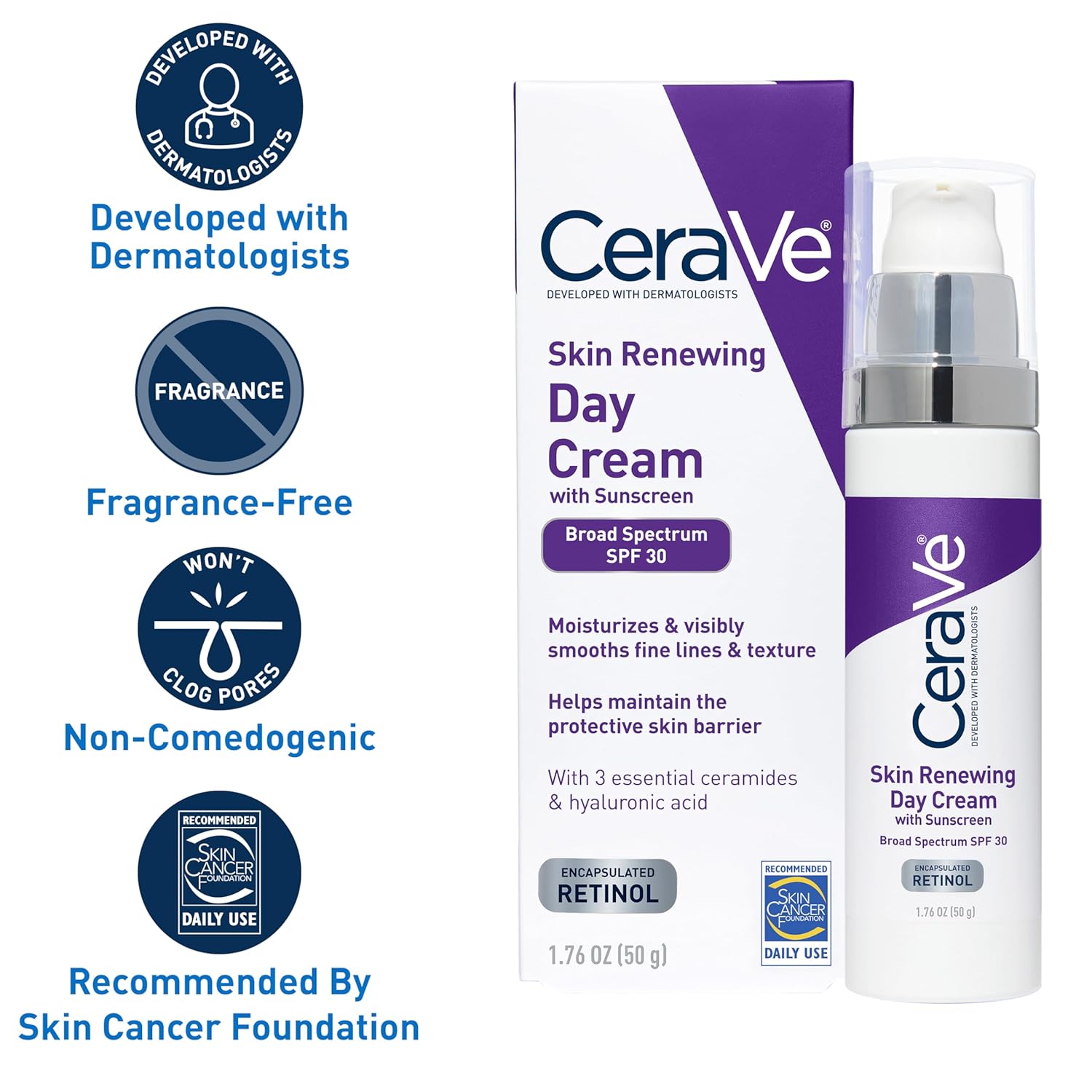 CeraVe Skin Renewing Day Cream with Sunscreen SPF 30 - 50g  - Makeup Stash Pakistan