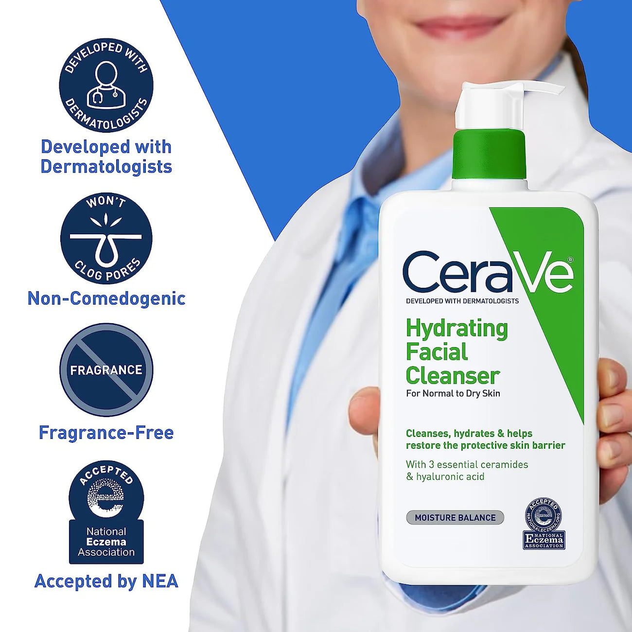 Hydrate skin , Moisturizing Face Wash, Ceramide Cleanser, Hyaluronic Acid Cleanser, Fragrance-Free Face Wash, Normal to Dry Skin Cleanser, Gentle Facial Cleanser, Dermatologist Recommended, Hydrating Skin Care , Makeupstashpk