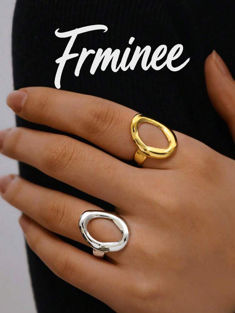 oval cut out ring, stainless steel ring women, minimalist ring, statement ring women, fashion jewelry, modern ring, women's accessories, geometric jewelry, stainless steel jewelry, trendy ring women, elegant ring - Makeupstashpk
