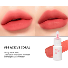 Active Coral lip tint, Korean lip tint, matte lip tint, long lasting lip tint, coral lipstick, K-beauty makeup, velvet lip tint, - Makeup Stash Pakistan