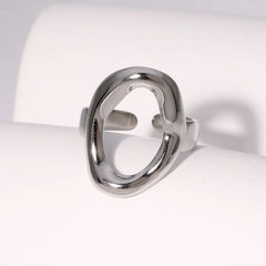 oval cut out ring, stainless steel ring women, minimalist ring, statement ring women, fashion jewelry, modern ring, women's accessories, geometric jewelry, stainless steel jewelry, trendy ring women, elegant ring - Makeupstashpk