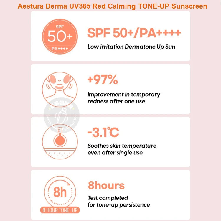 Aestura - Derma UV365 Red Calming Tone-Up Sunscreen 10ml - Makeup Stash Pakistan