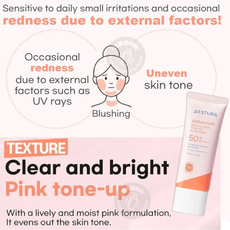 Aestura - Derma UV365 Red Calming Tone-Up Sunscreen 10ml - Makeup Stash Pakistan