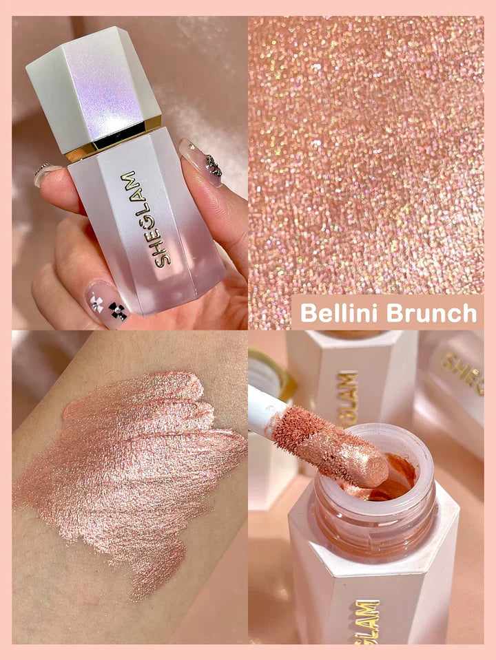 Glow Bloom highlighter ,liquid  , champagne shimmer , radiant face , cream liquid illuminator , long lasting , Makeupstashpk
