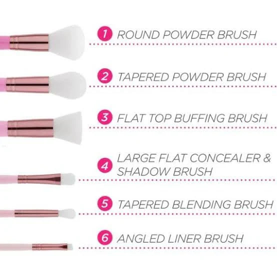 BH Cosmetics Mini Pink Perfection 6 Piece Brush Set | Travel-Friendly Makeup Brush Kit