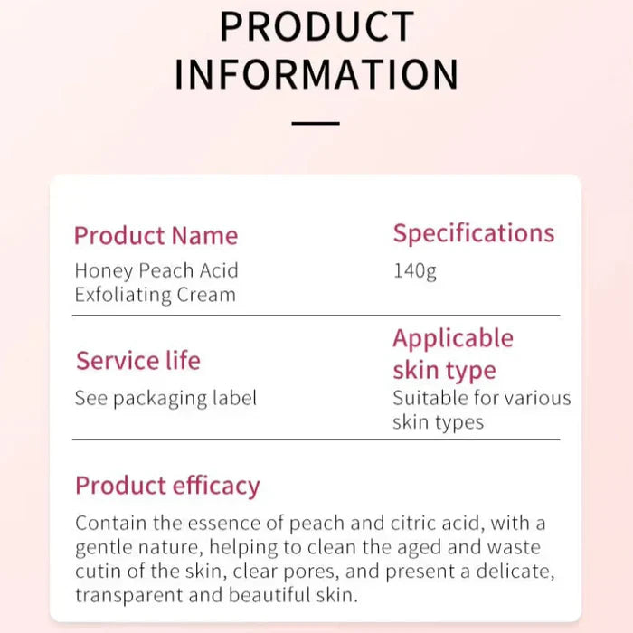 Bioaqua Peach Extract Fruit Acid Exfoliating Face Gel Cream – Gentle AHA Peeling & Brightening Moisturizer