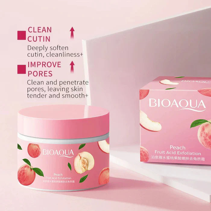 Bioaqua Peach Extract Fruit Acid Exfoliating Face Gel Cream – Gentle AHA Peeling & Brightening Moisturizer