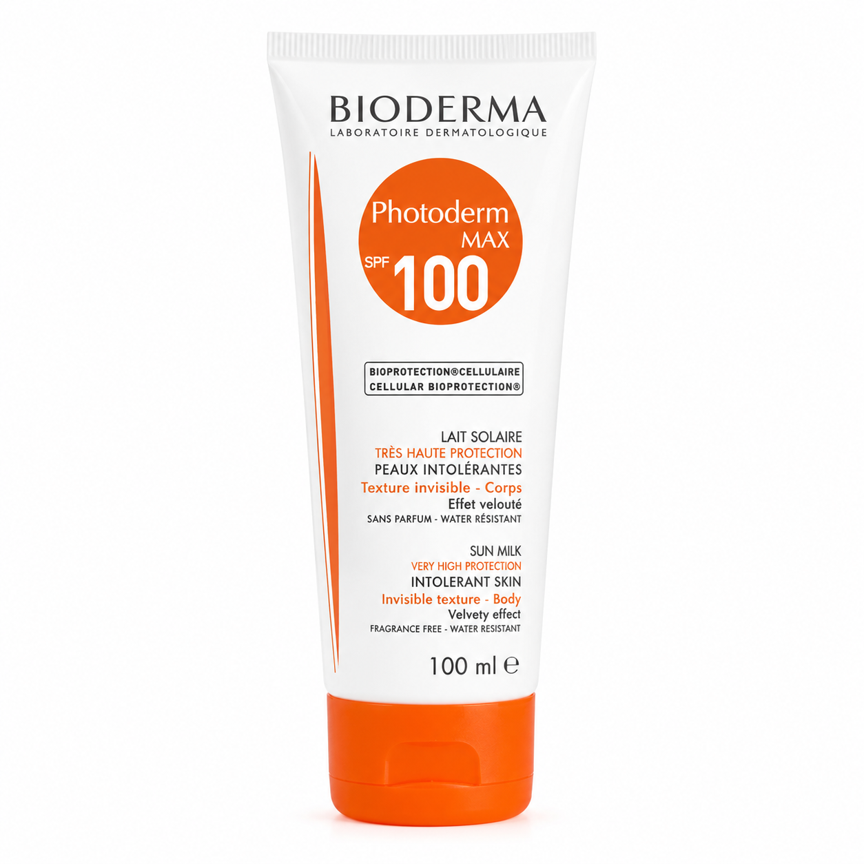 photoderm lait solaire 100ml, spf 100 sunscreen, face body sunscreen, hydrating sunscreen, sensitive skin sunblock, french pharmacy sunscreen, high protection sunscreen, sunscreen for dry skin, uv protection cream, outdoor sunscreen, family sunscreen, bioderma photoderm max - Makeup Stash Pakistan