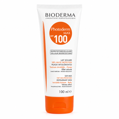 photoderm lait solaire 100ml, spf 100 sunscreen, face body sunscreen, hydrating sunscreen, sensitive skin sunblock, french pharmacy sunscreen, high protection sunscreen, sunscreen for dry skin, uv protection cream, outdoor sunscreen, family sunscreen, bioderma photoderm max - Makeup Stash Pakistan