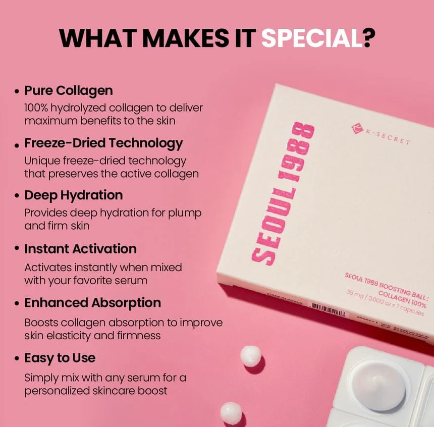 K-secret – Seoul 1988 Boosting Ball: Collagen 100% Capsule 7ea -Makeup Stash Pakistan