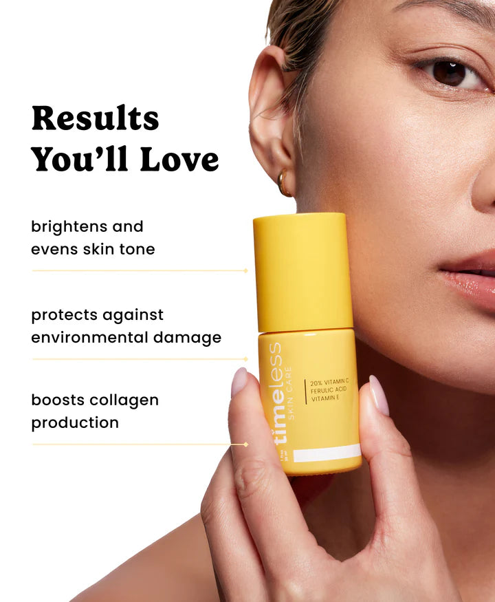 Timeless 20% Vitamin C Serum 30ml – Brightening Serum with Vitamin E & Ferulic Acid for Glowing, Even Skin