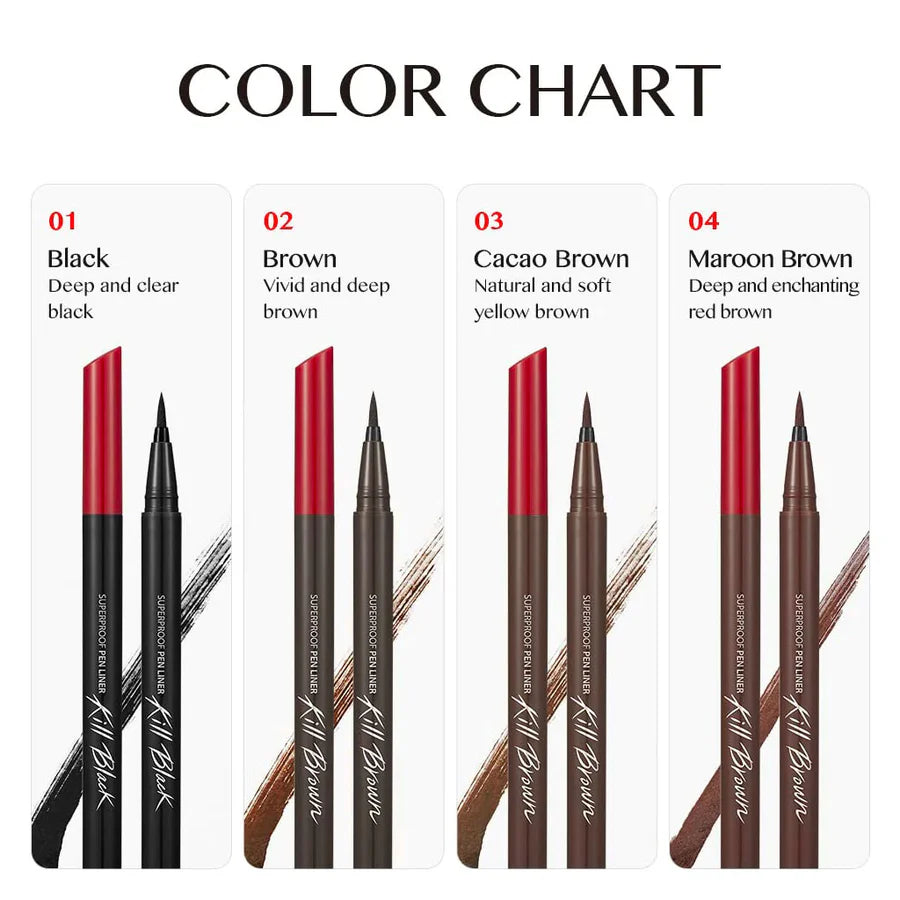 Cacao Brown Eyeliner, Superproof Pen Liner, Waterproof Eyeliner, Korean Eyeliner,Long Lasting Eyeliner, Natural Glam Makeup, Precision Eyeliner, Eye Makeup Korea, Beauty Essentials, Makeup Must Have, - Makeup Stash Pakistan