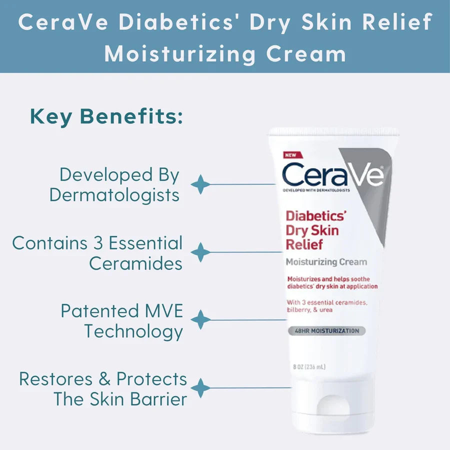 CeraVe Dry Skin Relief , CeraVe Cream , Diabetic Skin Moisturizer , Very Dry Skin Cream , Ceramide Moisturizer , Urea Cream, Sensitive Skin , Intensive Hydration Cream , Fragrance Free , Makeupstashpk