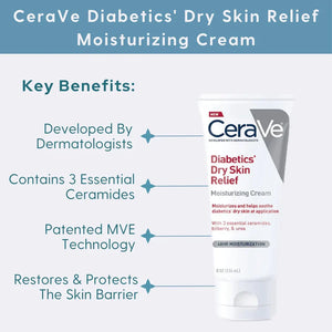 CeraVe Dry Skin Relief , CeraVe Cream , Diabetic Skin Moisturizer , Very Dry Skin Cream , Ceramide Moisturizer , Urea Cream, Sensitive Skin , Intensive Hydration Cream , Fragrance Free , Makeupstashpk