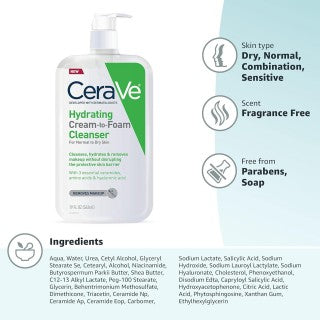 Cerave Hydrating Cream to Foam Cleanser (87ML) + FREE COSRX Master Patch