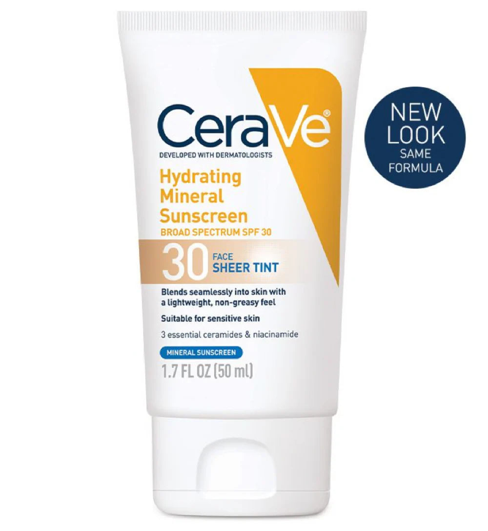 cerave mineral sunscreen, spf 30 sunscreen Pakistan, tinted sunscreen, face sunscreen tinted, hydrating sunscreen, mineral sunscreen face, zinc oxide sunscreen, niacinamide sunscreen, sheer tint sunscreen, fragrance free sunscreen - Makeupstashpk