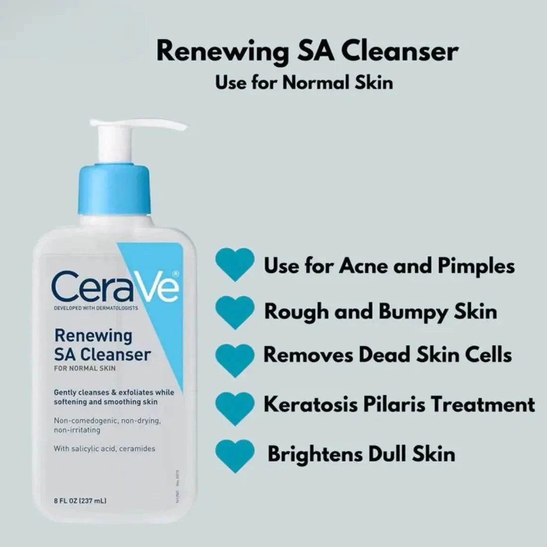 Salicylic Acid Cleanser, CeraVe Face Wash , Exfoliating Cleanser, Acne Cleanser, Pore Cleansing Face Wash, Smooth Skin Cleanser,- Makeup Stash Pakistan