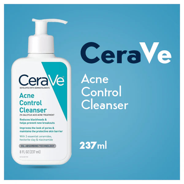 cerave acne control cleanser, salicylic acid face wash, acne face wash Pakistan, cerave Pakistan, oily skin cleanser, pore cleansing face wash, acne treatment cleanser, niacinamide cleanser, fragrance free cleanser, dermatologist cleanser, cerave salicylic acid cleanser - Makeup Stash Pakistan
