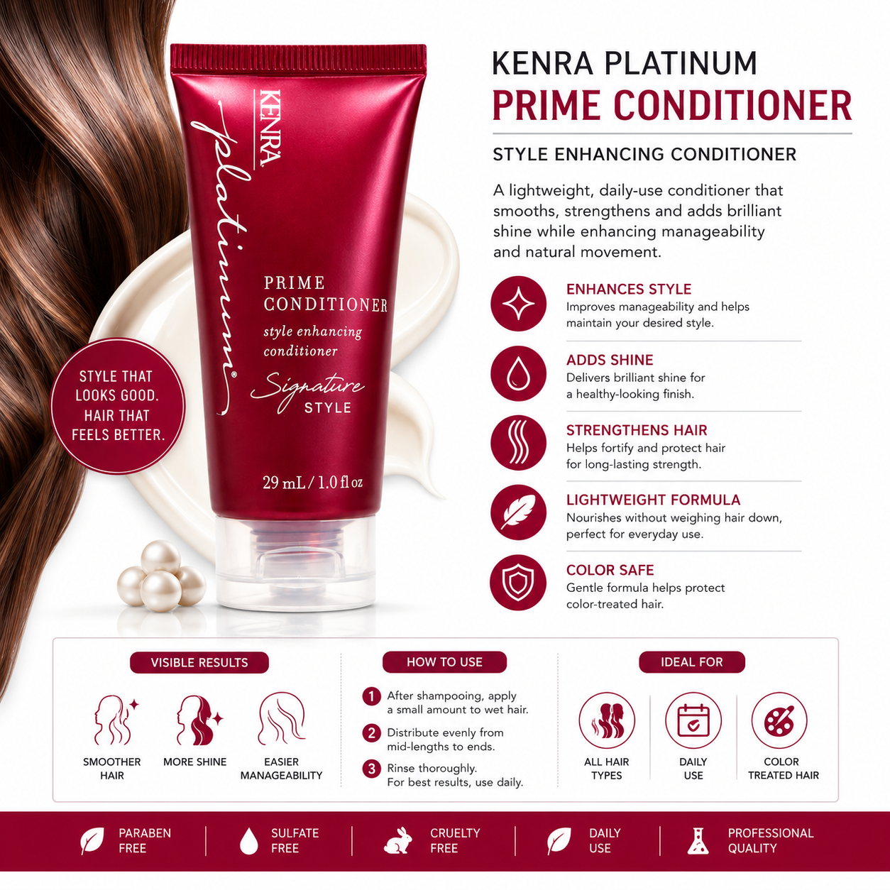 Kenra Professional, Kenra Platinum, Platinum Prime Conditioner, Signature Style, Kenra Conditioner, Hair Conditioner, Travel Size Conditioner, Hydrating Conditioner, Moisturizing Conditioner, Detangling Conditioner - Makeupstashpk