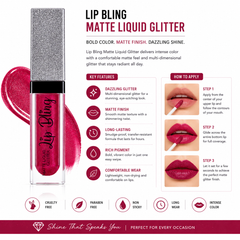 NH Bling, NH Bling Lipstick, Matte Liquid Lipstick, Glitter Lipstick, Liquid Glitter Lip, Berry Lipstick, Sparkle Lipstick, Matte Lip Color, Long Lasting Lipstick, Glam Makeup, Party Makeup, Bold Lip Makeup, Shimmer Lipstick - Makeupstashpk