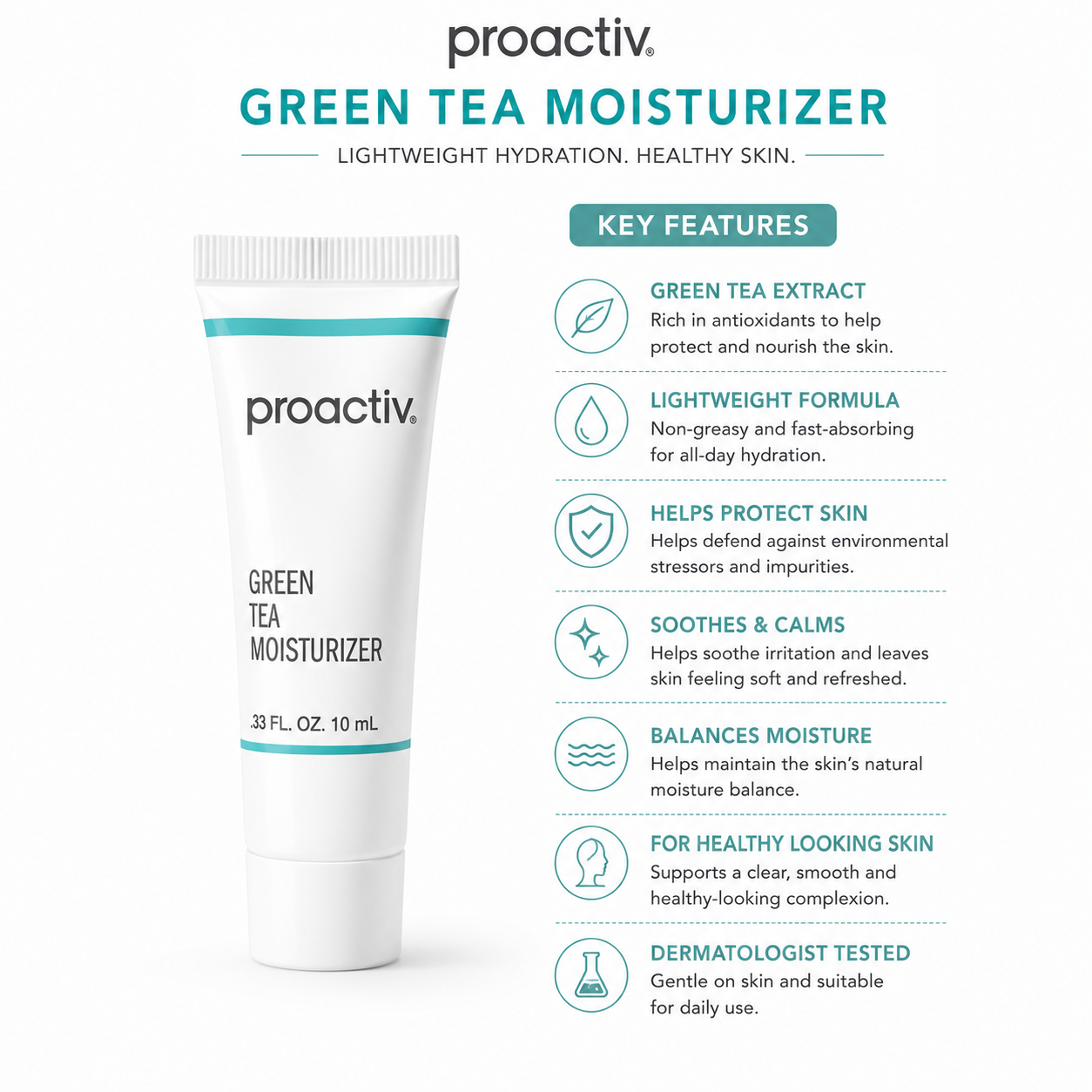 Proactiv, Proactiv Green Tea Moisturizer, Green Tea Moisturizer, Face Moisturizer, Facial Moisturizer, Hydrating Moisturizer, Lightweight Face Cream, Green Tea Skincare, Daily Moisturizer, Travel Size Moisturizer - Makeupstashpk