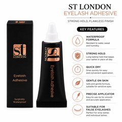 ST London, ST London Eyelash Glue, Eyelash Adhesive, Lash Glue, False Eyelash Glue, Eyelash Adhesive Glue, Strip Lash Glue, Long Lasting Lash Glue, Quick Dry Lash Glue, Eye Makeup, Lash Accessories, False Lashes, Makeup Accessories, Beauty Products, Professional Makeup, Waterproof Makeup