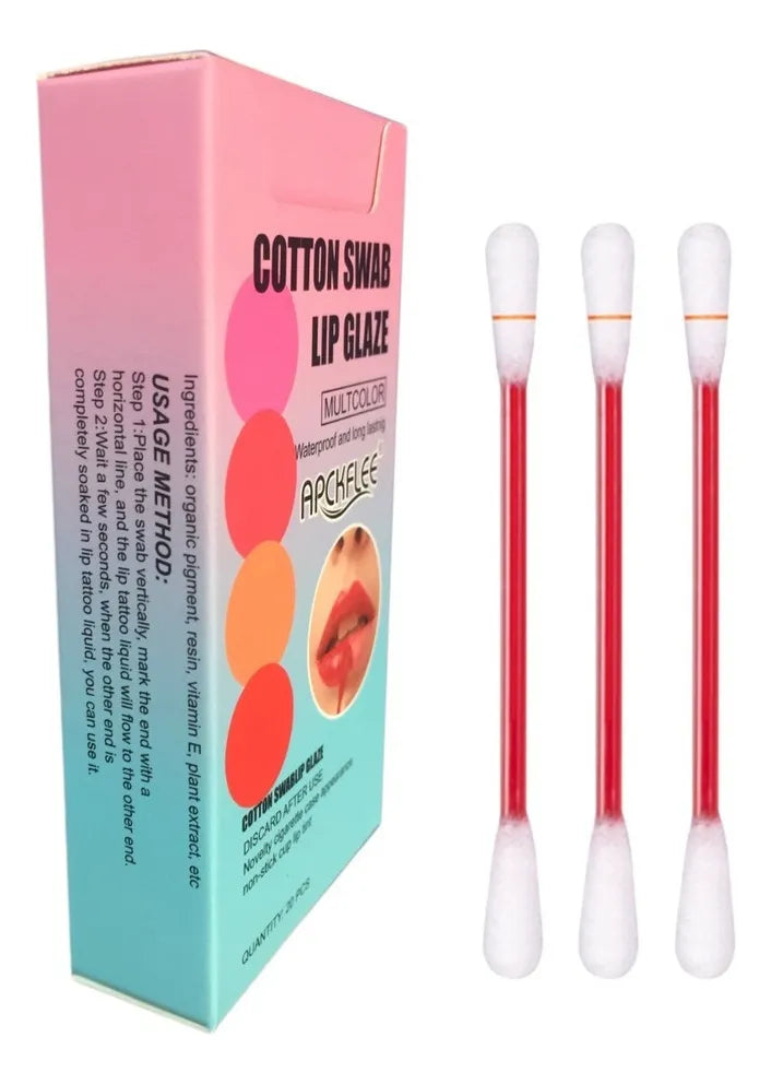 Cotton Swab Lip Glaze Tint/Dye Long Lasting Charming Cigarette Cotton Buds Lipstick 20Pcs - Makeup Stash Pakistan