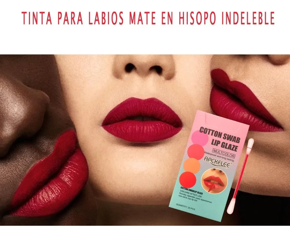 Cotton Swab Lip Glaze Tint/Dye Long Lasting Charming Cigarette Cotton Buds Lipstick 20Pcs - Makeup Stash Pakistan