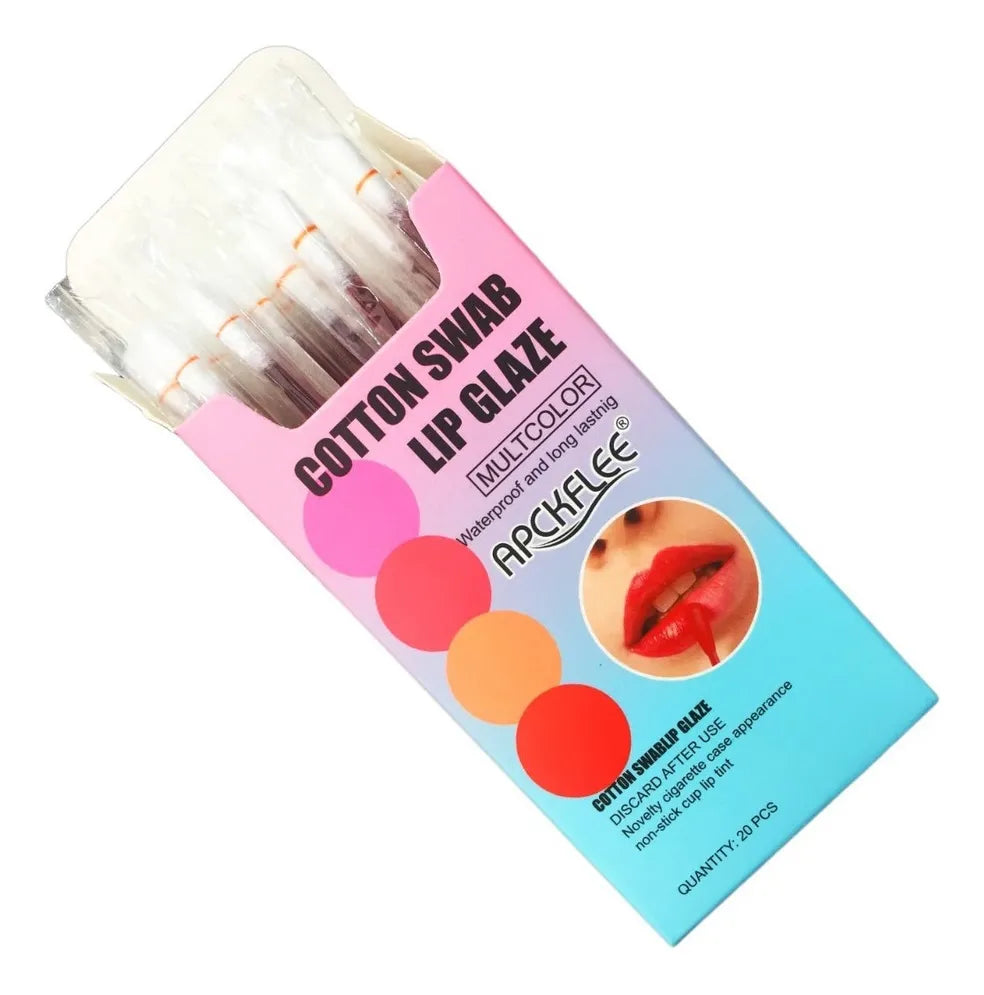 Cotton Swab Lip Glaze Tint 20Pcs Pack – Long Lasting Charming Cigarette Cotton Bud Lipstick