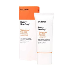  sun milk, waterproof sunscreen SPF50, lightweight sunscreen, Korean sunscreen, face sunscreen for sensitive skin, no white cast sunscreen, UVA UVB protection, daily sun protection, Dr.Jart Every Sun Day, sun milk SPF50 PA+++, sweat resistant sunscreen, hydrating sunscreen face cream- Makeup Stash Pakistan