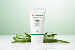 red blemish soothing sun, tone up sunscreen Korea, SPF sunscreen acne skin, Korean sunblock, sensitive skin sunscreen, brightening sunscreen, non greasy sunscreen  - Makeup Stash Pakistan 