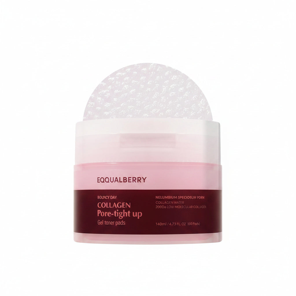 Eqqualberry toner pads, pore tightening pads, collagen toner pads, pore minimizing skincare, Korean toner pads, oily skin toner pads, skin refining pads, pore care skincare, gel toner pads,Makeupstashpk